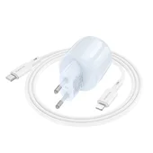 СЗУ Borofone BA93A Lustrous PD20W+QC3.0 (1USB-A/1C) + кабель Type-C to Lightning Blue