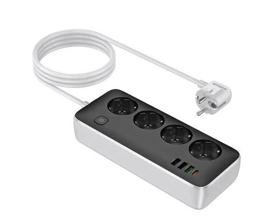 Удлинитель Hoco AC22 Sunlight (PD30W/1C/3A/4xSocket) (1.5m) Black