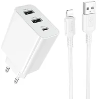 СЗУ Borofone BA105A Stellar 15W (2USB-A/1C) + кабель USB to Lightning White