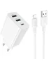 СЗУ Borofone BA105A Stellar 15W (2USB-A/1C) + кабель USB to Lightning White