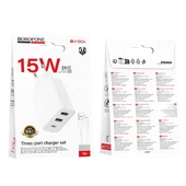 СЗУ Borofone BA105A Stellar 15W (2USB-A/1C) + кабель USB to Type-C White