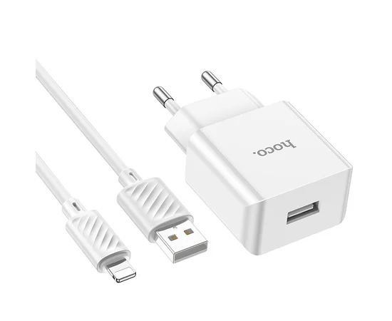 СЗУ Hoco C106A Leisure 10.5W (1USB-A) + кабель USB to Lightning White