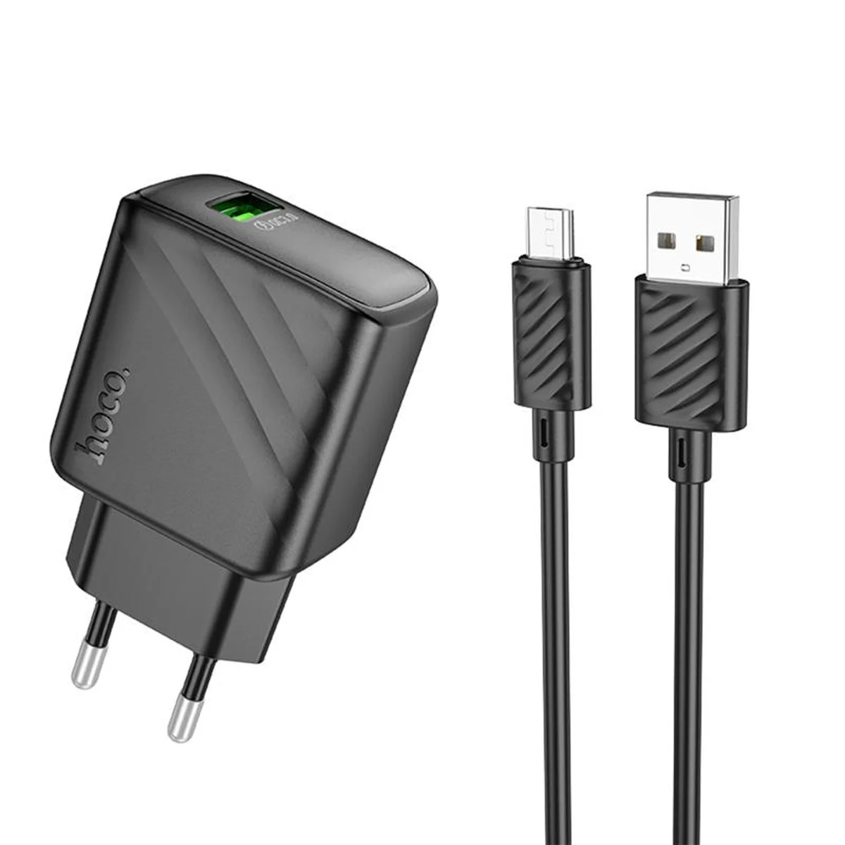 СЗУ Hoco CS21A Rich QC3.0 18W (1USB-A) + кабель USB to MicroUSB Black