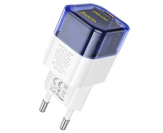 СЗУ Hoco C125A Transparent 1C PD20W Transparent blue