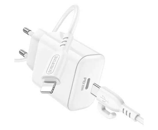 СЗУ Borofone BA81A PD20W (1USB-C) + кабель Type-C to Lightning White