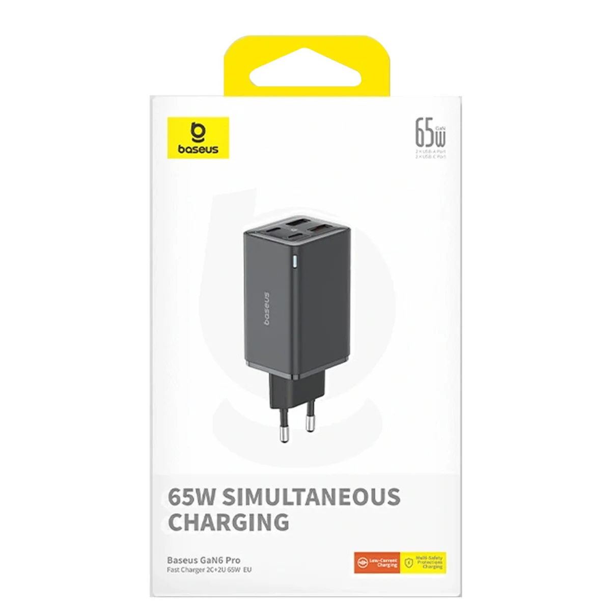 СЗУ Baseus GaN6 Pro OS 2C+2U 65W + Type-C to Type-C 100W (1m) (P10162701) Black