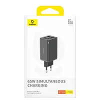 СЗУ Baseus GaN6 Pro OS 2C+2U 65W + Type-C to Type-C 100W (1m) (P10162701) Black