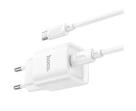 СЗУ Hoco C146A Charm PD20W (1USB-C) + кабель Type-C to Type-C White