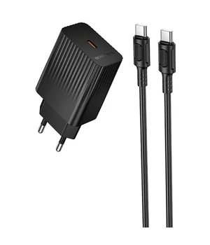 СЗУ Borofone BAS75A Source PD30W (1USB-C) + кабель Type-C to Type-C Black