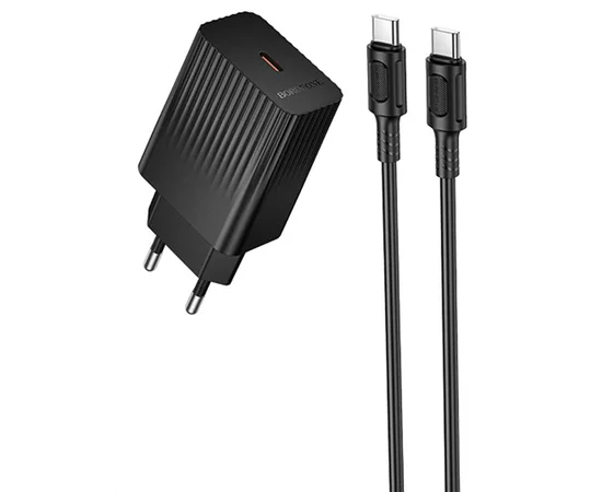 СЗУ Borofone BAS75A Source PD30W (1USB-C) + кабель Type-C to Type-C Black