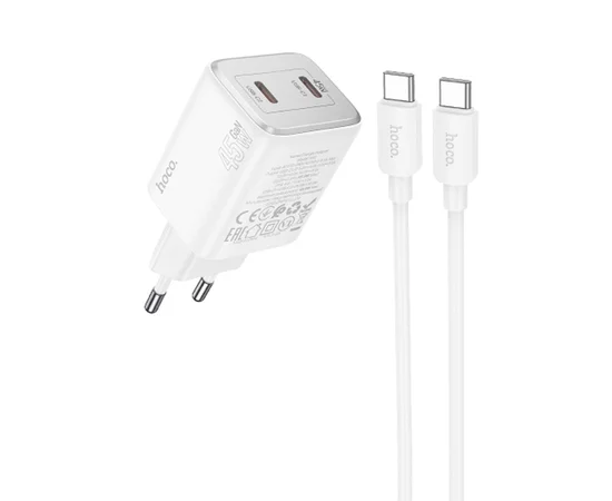 СЗУ Hoco N42 Elogiado 2C PD45W + Type to Type-C White