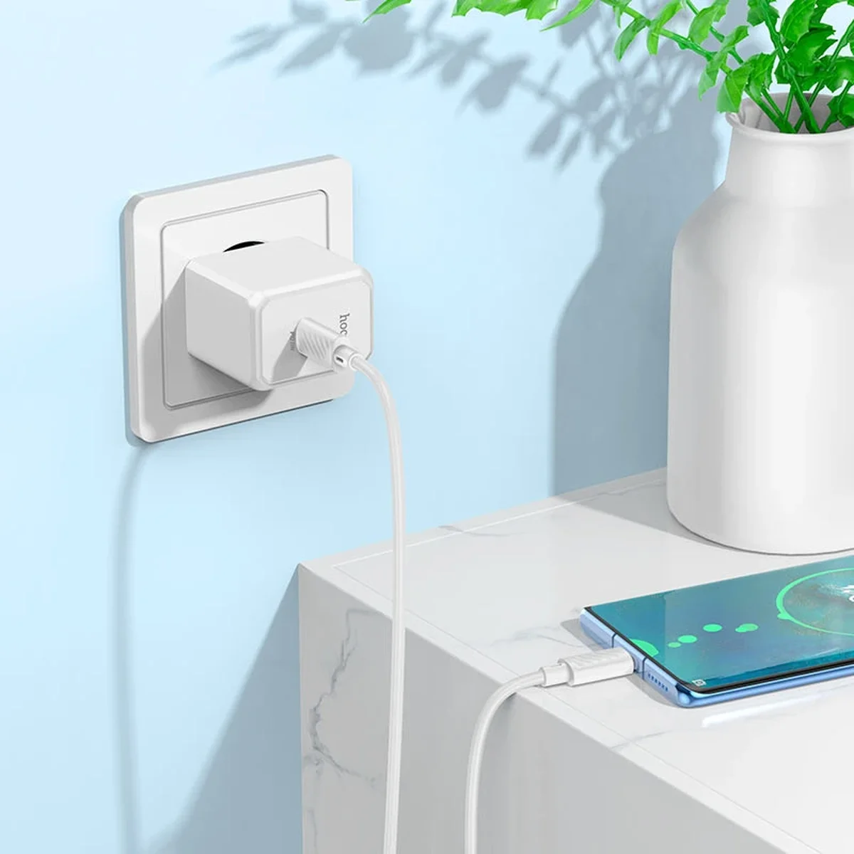 СЗУ HOCO CS13A Ocean PD20W (1USB-C) + Type-C to Type-C White