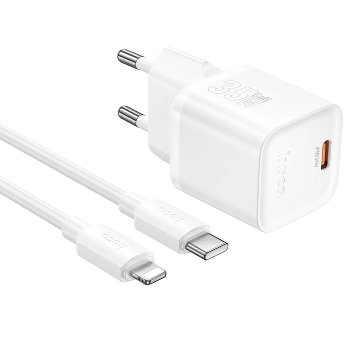 СЗУ Hoco N66 Ingenious PD35W (1USB-C) + кабель Type-C to Lightning White