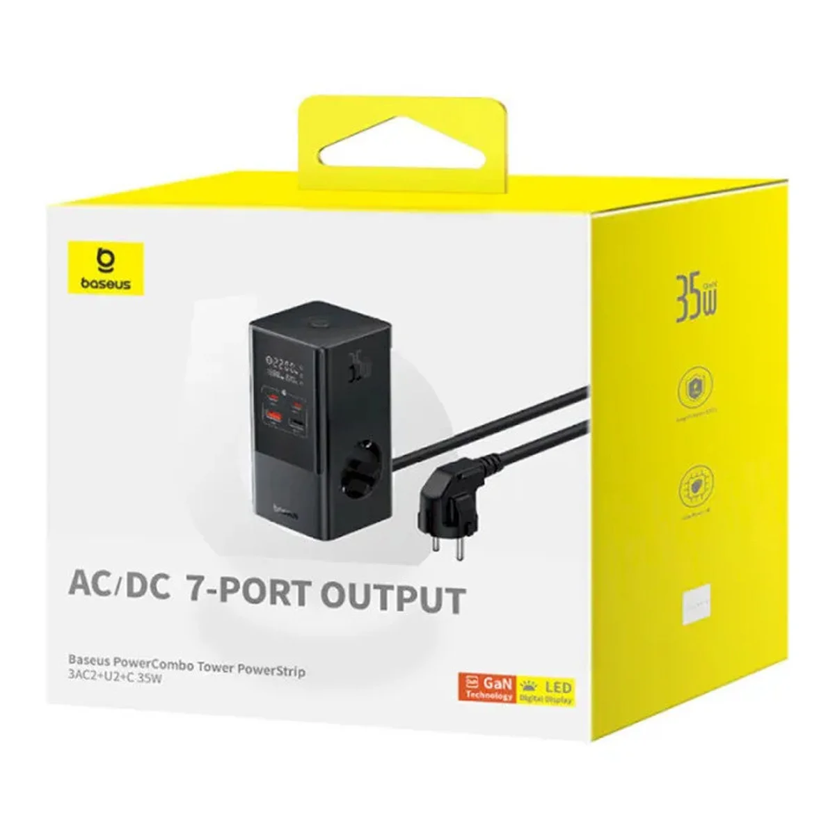 СЗУ Baseus PowerCombo Tower Digital PowerStrip 3AC+2U+2C 35W (1.5m) (E00023606113-00) Cluster Black