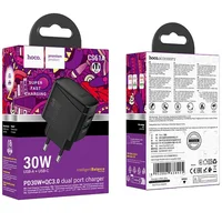СЗУ Hoco CS61A Bright PD30W+QC3.0 (1USB-A/1C) Black