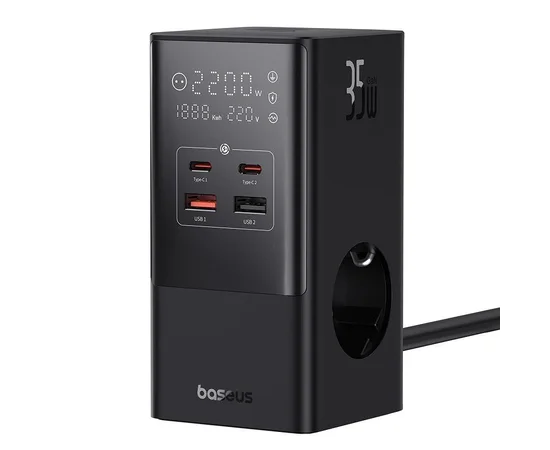 СЗУ Baseus PowerCombo Tower Digital PowerStrip 3AC+2U+2C 35W (1.5m) (E00023606113-00) Cluster Black