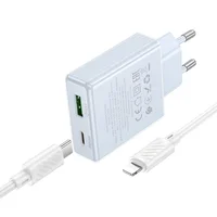 СЗУ Hoco C142A Direct PD20W+QC3.0 (1USB-A/1C) + кабель Type-C to Lightning Blue