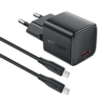 СЗУ Acefast A118 PD30W GaN (1USB-C) + кабель Type-C to Type-C Black