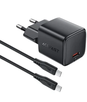 СЗУ Acefast A118 PD30W GaN (1USB-C) + кабель Type-C to Type-C Black