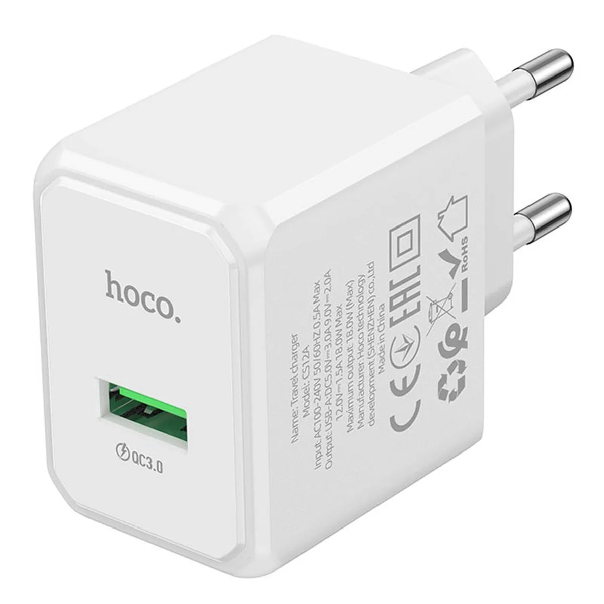 СЗУ Hoco CS12A QC3.0 (1USB-A/18W) White