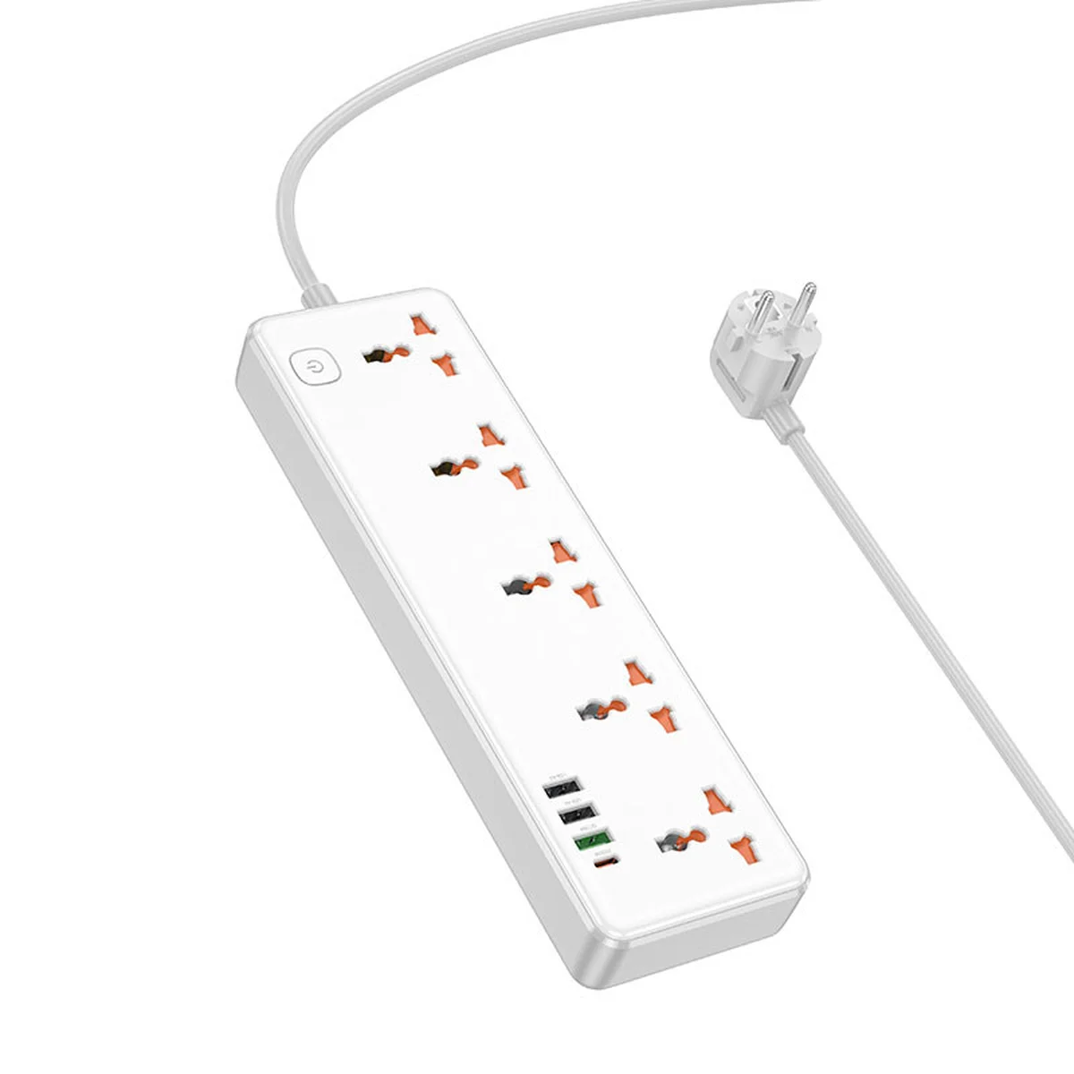 Удлинитель Hoco AC14A Rico PD30W (3USB-A/1C/5xSocket) (1.5m) White