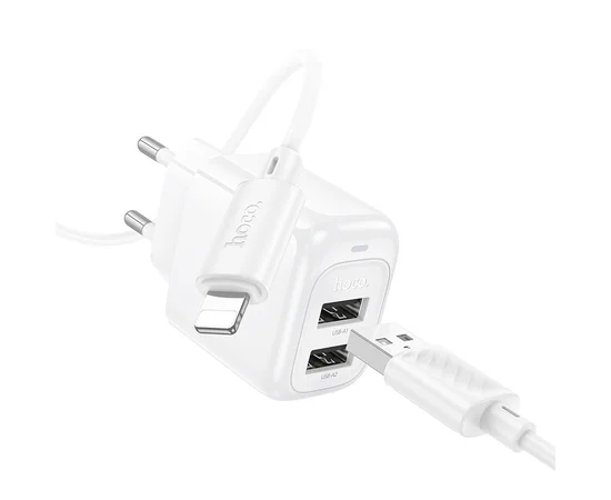 СЗУ Hoco CS51A Surplus (2USB-A) + кабель USB to Lightning White