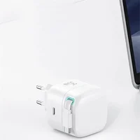 СЗУ Usams US-CC202 GaN With Type-C Magnetic Retractable Cable Module XMF Ser. 35W (2USB-C) White