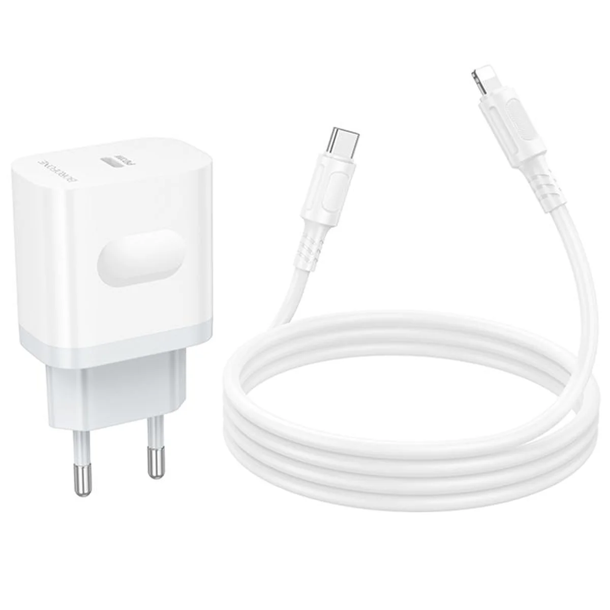 СЗУ Borofone BA99A Breeze PD20W (1USB-C) + кабель Type-C to Lightning White