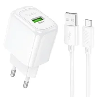 СЗУ Hoco CS52A Surplus QC3.0 (1USB-A) + кабель USB to MicroUSB White