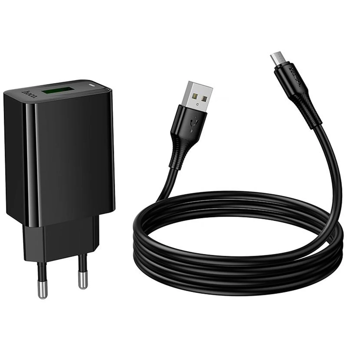 СЗУ Hoco CS92A Leader 18W+QC3.0 (1USB-A) + кабель USB to MicroUSB Black