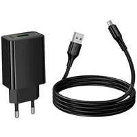 СЗУ Hoco CS92A Leader 18W+QC3.0 (1USB-A) + кабель USB to MicroUSB Black