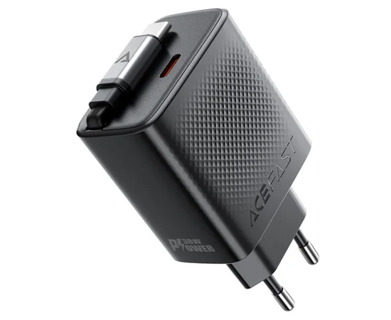 СЗУ Acefast A110 GaN With Retractable Cable Type-C PD30W (1USB-C) Black