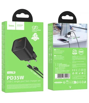 СЗУ Hoco N66 Ingenious PD35W (1USB-C) + кабель Type-C to Lightning Black