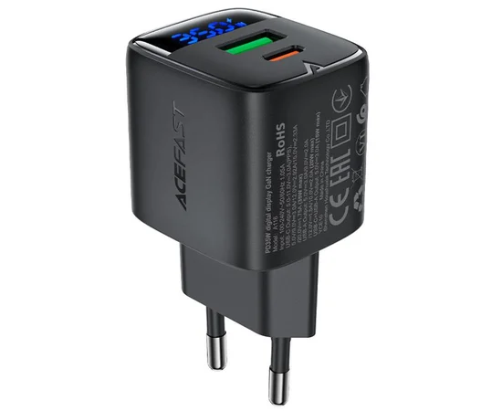 СЗУ Acefast A116 PD35W+QC3.0 GaN (1USB-A/1C) Black