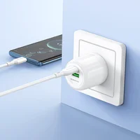 СЗУ Borofone BA93A Lustrous PD20W+QC3.0 (1USB-A/1C) + кабель Type-C to Type-C White