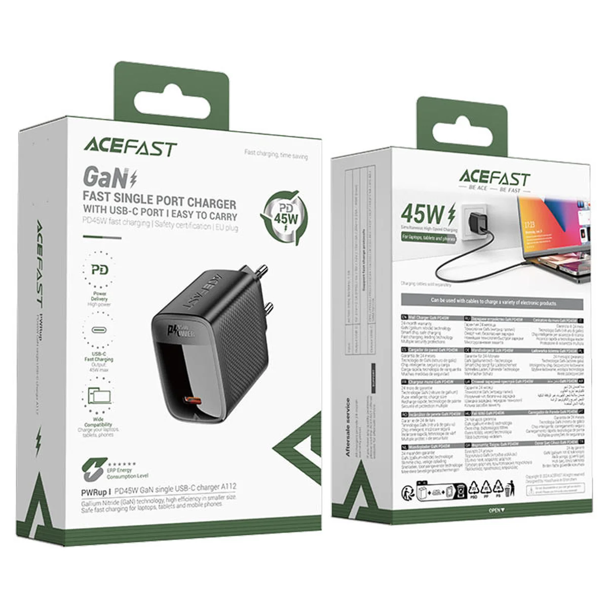 СЗУ Acefast A112 GaN PD45W (1USB-C) Black