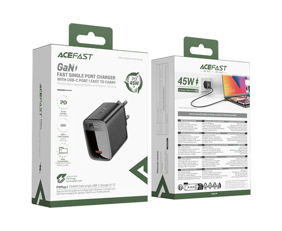 СЗУ Acefast A112 GaN PD45W (1USB-C) Black