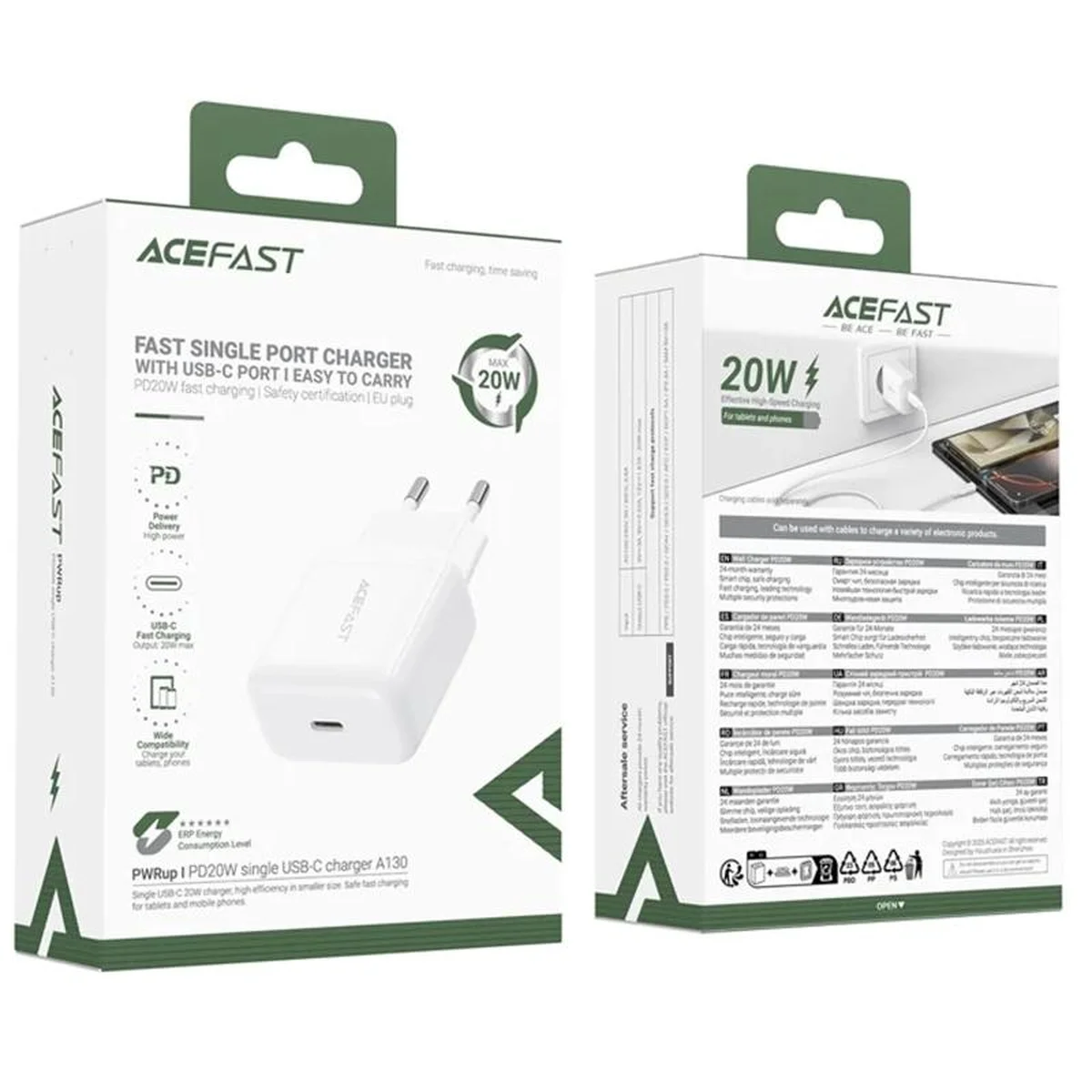 СЗУ Acefast A130 PD20W (1USB-C) White