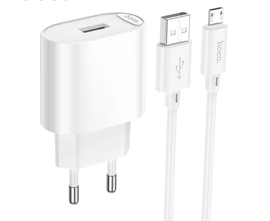 СЗУ Hoco C109A Fighter 10.5W (1USB-A) + кабель USB to MicroUSB White