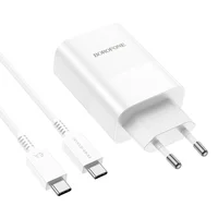 СЗУ Borofone BN10 Sunlight PD65W (1USB-A/1C) + кабель Type-C to Type-C White