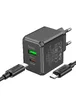 СЗУ Hoco CS14A PD20W+QC3.0 (1USB-A/1C) + Type-C to Type-C Black