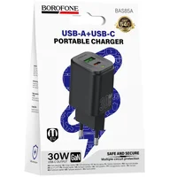 СЗУ Borofone BAS85A Star PD30W+QC3.0 (1USB-A/1C) Black