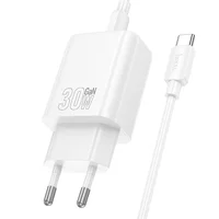 СЗУ Hoco N63 Gentle PD30W+QC3.0 (1USB-A/1C) + кабель Type-C to Type-C White