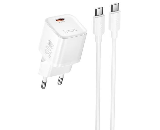 СЗУ Hoco N66 Ingenious PD35W (1USB-C) + кабель Type-C to Type-C White