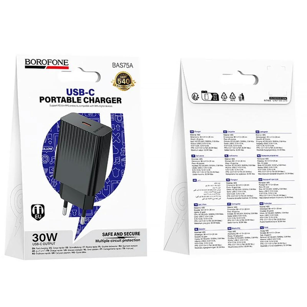 СЗУ Borofone BAS75A Source PD30W (1USB-C) Black