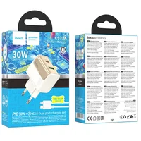 СЗУ Hoco CS73A Star Speed PD30W+QC3.0 (1USB-A/1C) + кабель Type-C to Lightning White