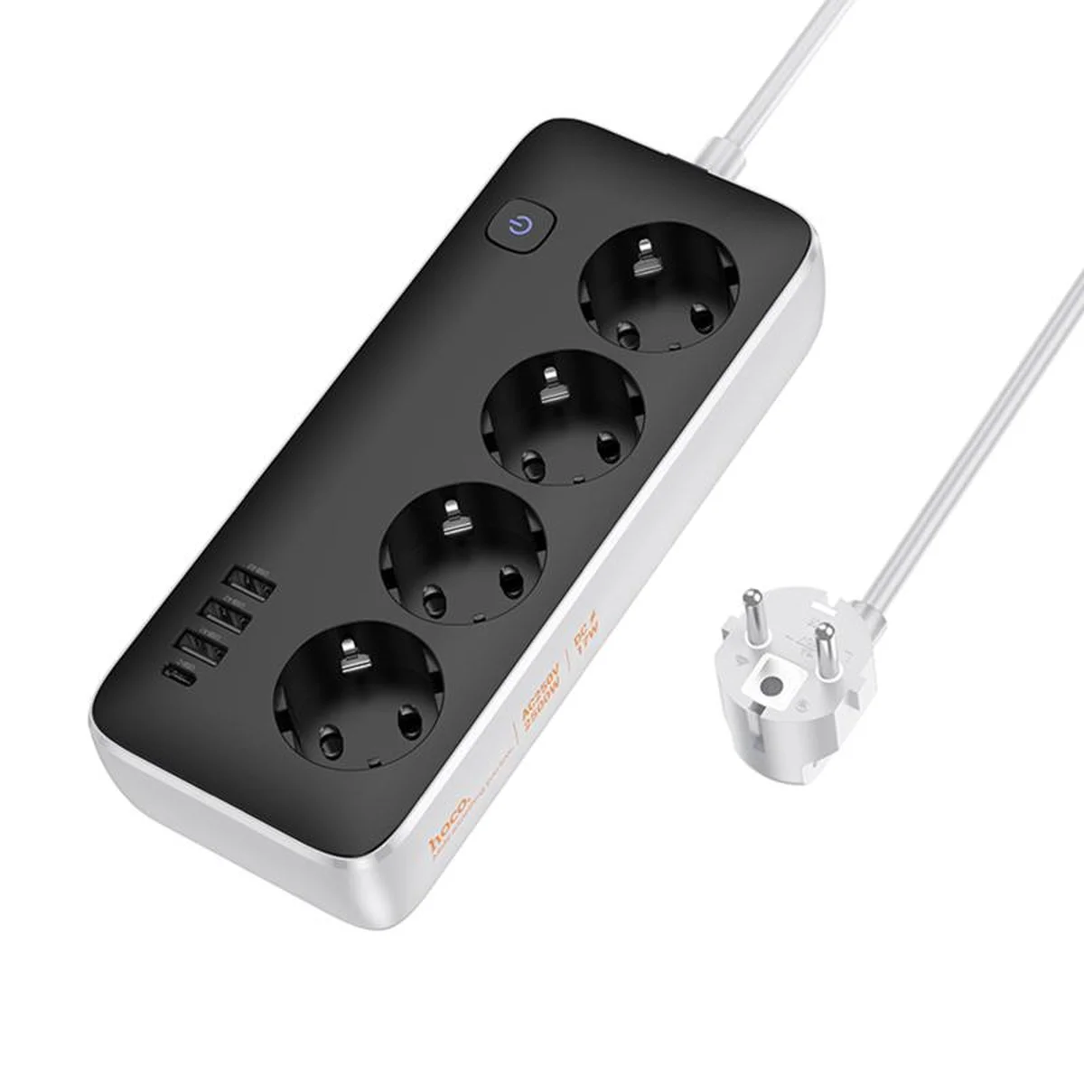 Удлинитель Hoco AC21 Sunlight 4-bit (1C/3A/4xSocket) (3m) Black