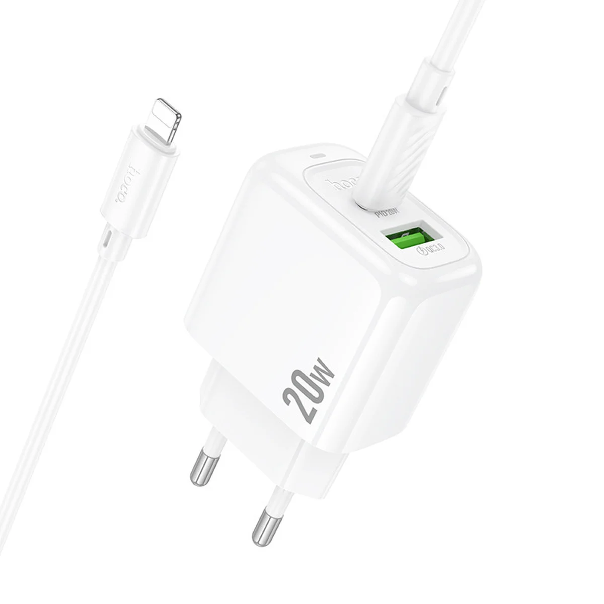 СЗУ Hoco CS54A Surplus PD20W+QC3.0 (1USB-A/1C) + кабель Type-C to Lightning White