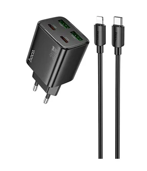 СЗУ Hoco N55 Fundador PD20W four-port (2USB-A/2C) + Type-C to Lightning Black