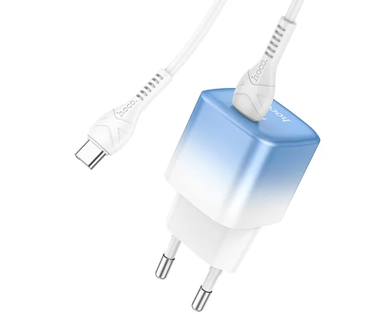 СЗУ HOCO C101A PD20W (1C) + Type-C to Type-C Ice Blue